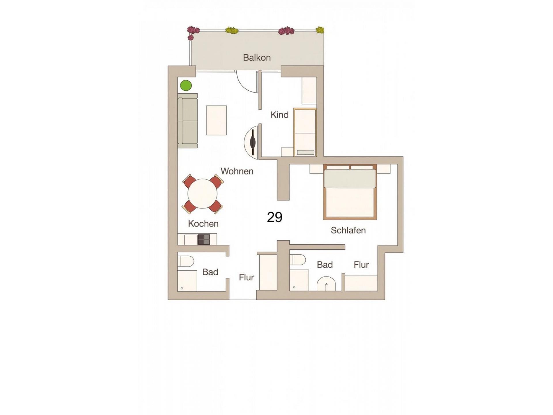 Ferienwohnung  NW 29 mit Balkon zur S&uuml;dseite Foto 15