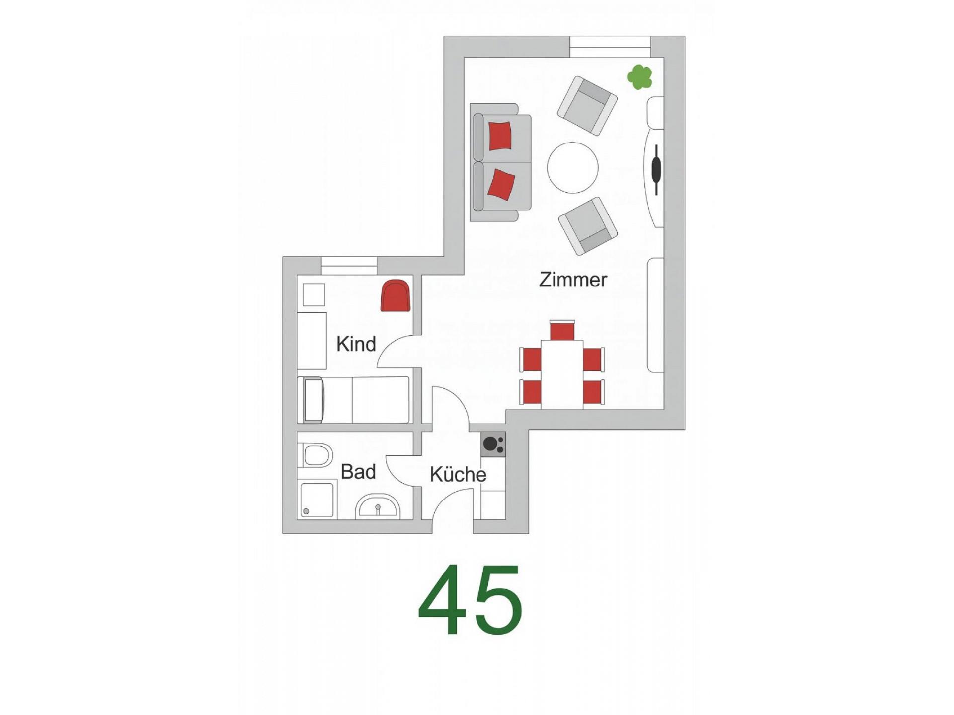 Ferienwohnung  NW 45 mit Balkon Foto 12
